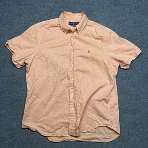 Polo Ralph Lauren Shirt Mens L Peach Chambray Oxford Flesh Pony Preppy Casual